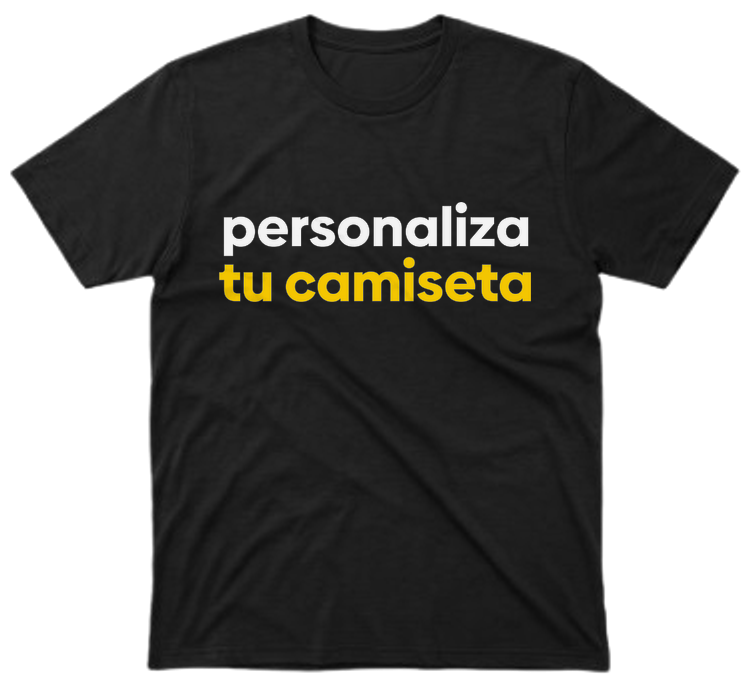 Camiseta negra estampada con el texto personaliza tu camiseta